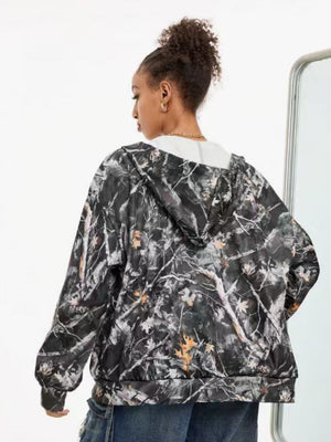 Cardigan Street Style Camouflage Full Print Hooded Jacket Loose Daily Casual Jacket