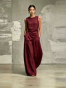 Casual Solid Color Round Neck Loose Sleeveless Top And High-waisted Trousers Two-piece Set