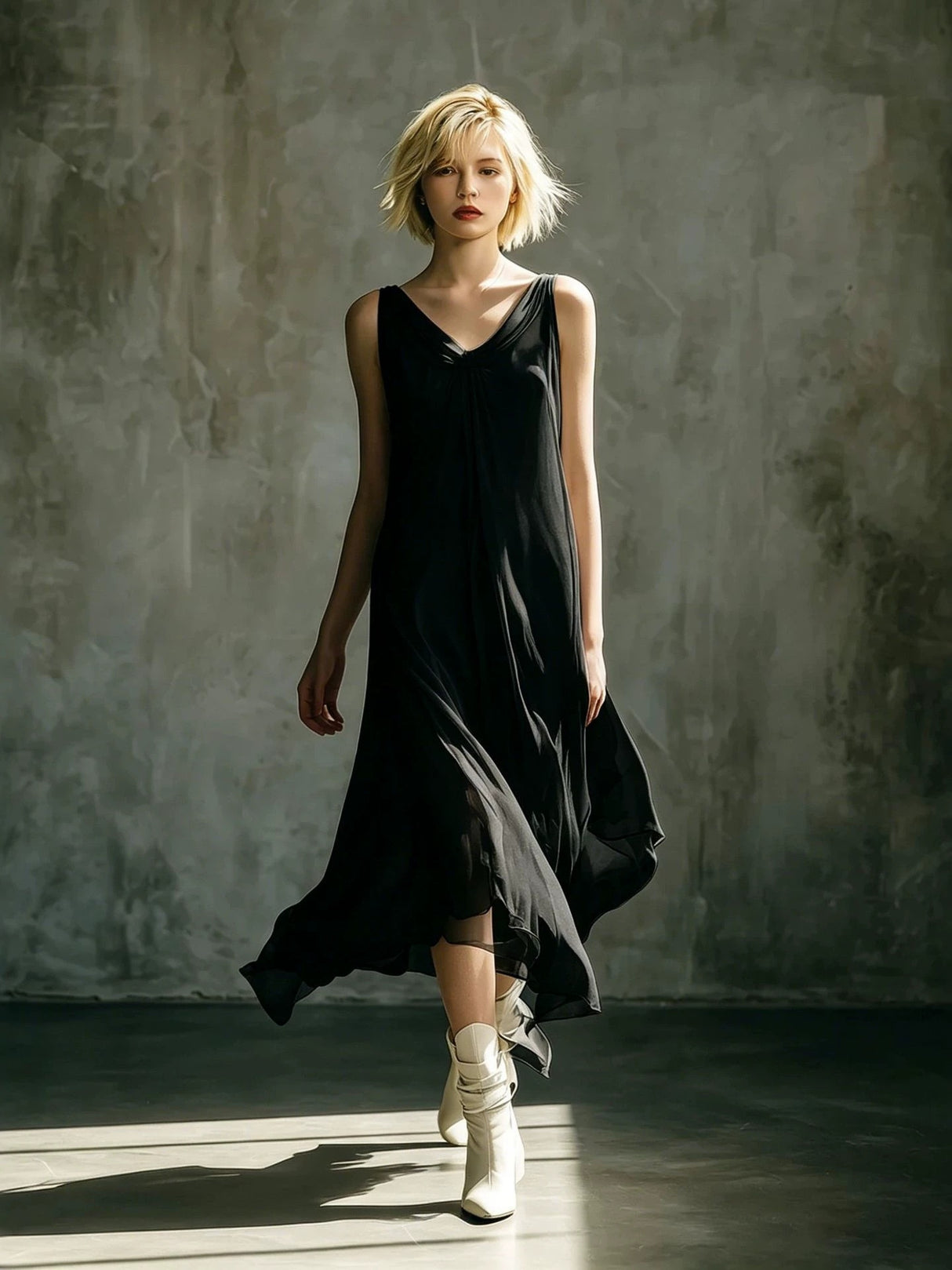 V-neck Sleeveless Chiffon Long Dress