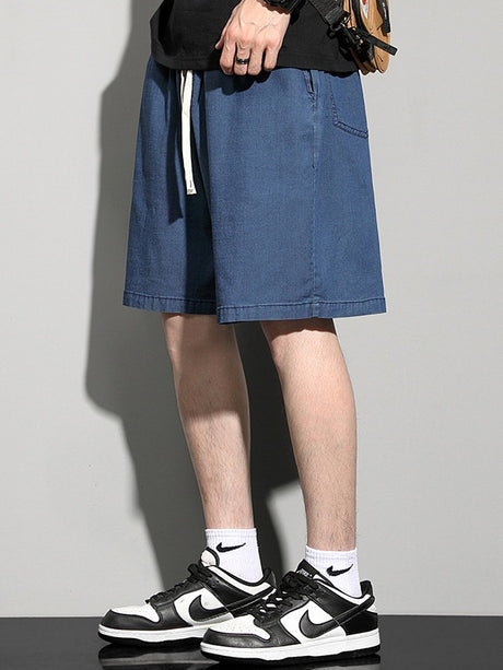 Loose-fit Straight-fit Five Points Denim Shorts