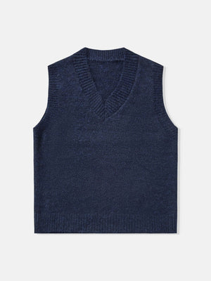 Gilet en maille ample à col en V en mélange de laine