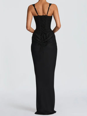 Sexy Pleated Halter-neck Fishtail Design Elegant Strapless Bodycon Dress