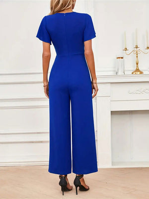 Flying Sleeves Straight-leg Pants Ruffle Jumpsuits