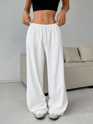 Elastic Waistband Lace Up Wide-leg Pants