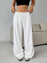 Elastic Waistband Lace Up Wide-leg Pants