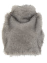 Turtleneck Furry Patchwork Zipper Vest Top