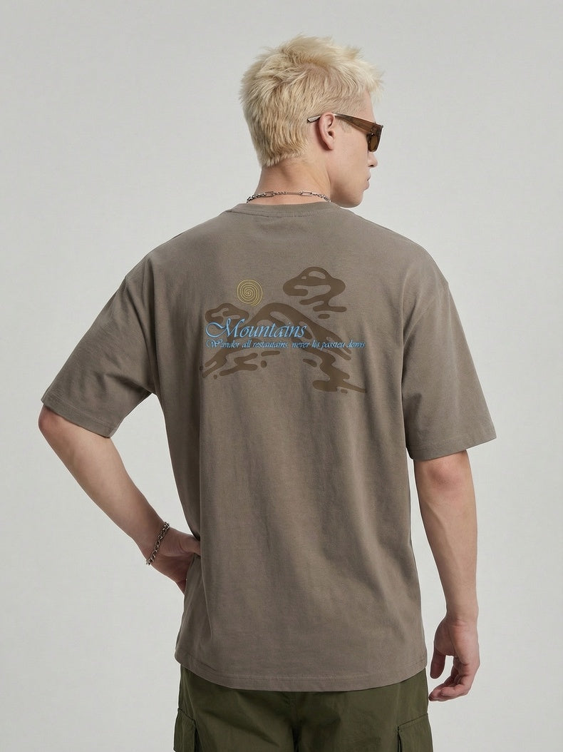 Mountain Range Printed Sweating Breathable T-shirts