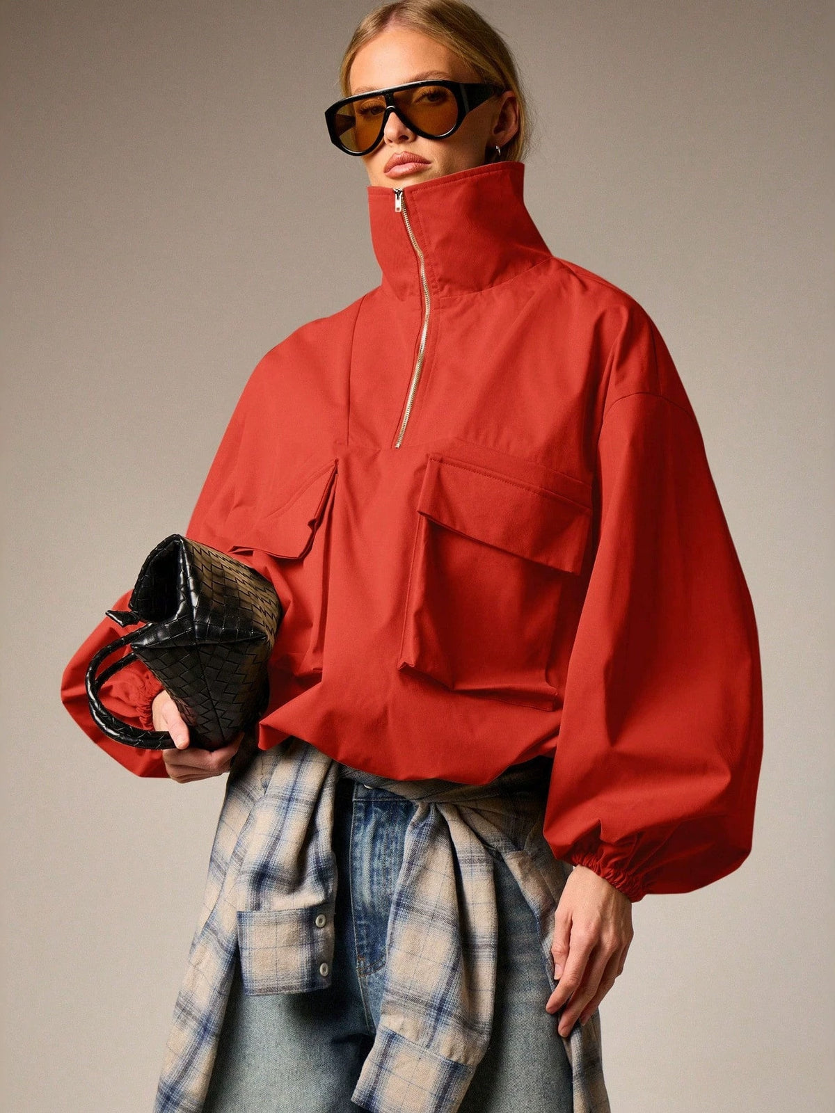Workwear Style Long-sleeved Coat