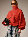Workwear Style Long-sleeved Coat