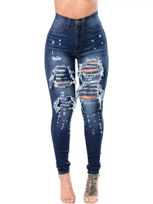 Hole Stretch Slimming Pencil Pants Jeans