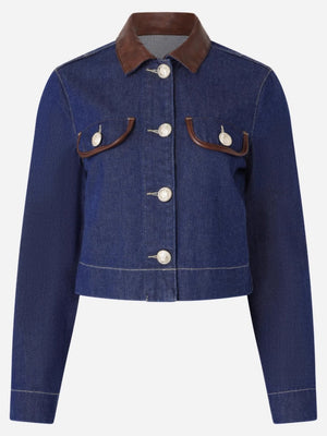 Liber Autumn women's denim button cropped jacket