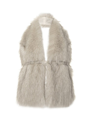 Furry Neckband V-neck Big Backless Sleeveless Rope Cropped Top Tank Tops&Camis