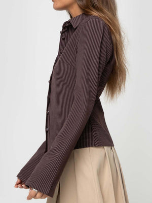 Long Sleeve Buttons Stripes Shirts
