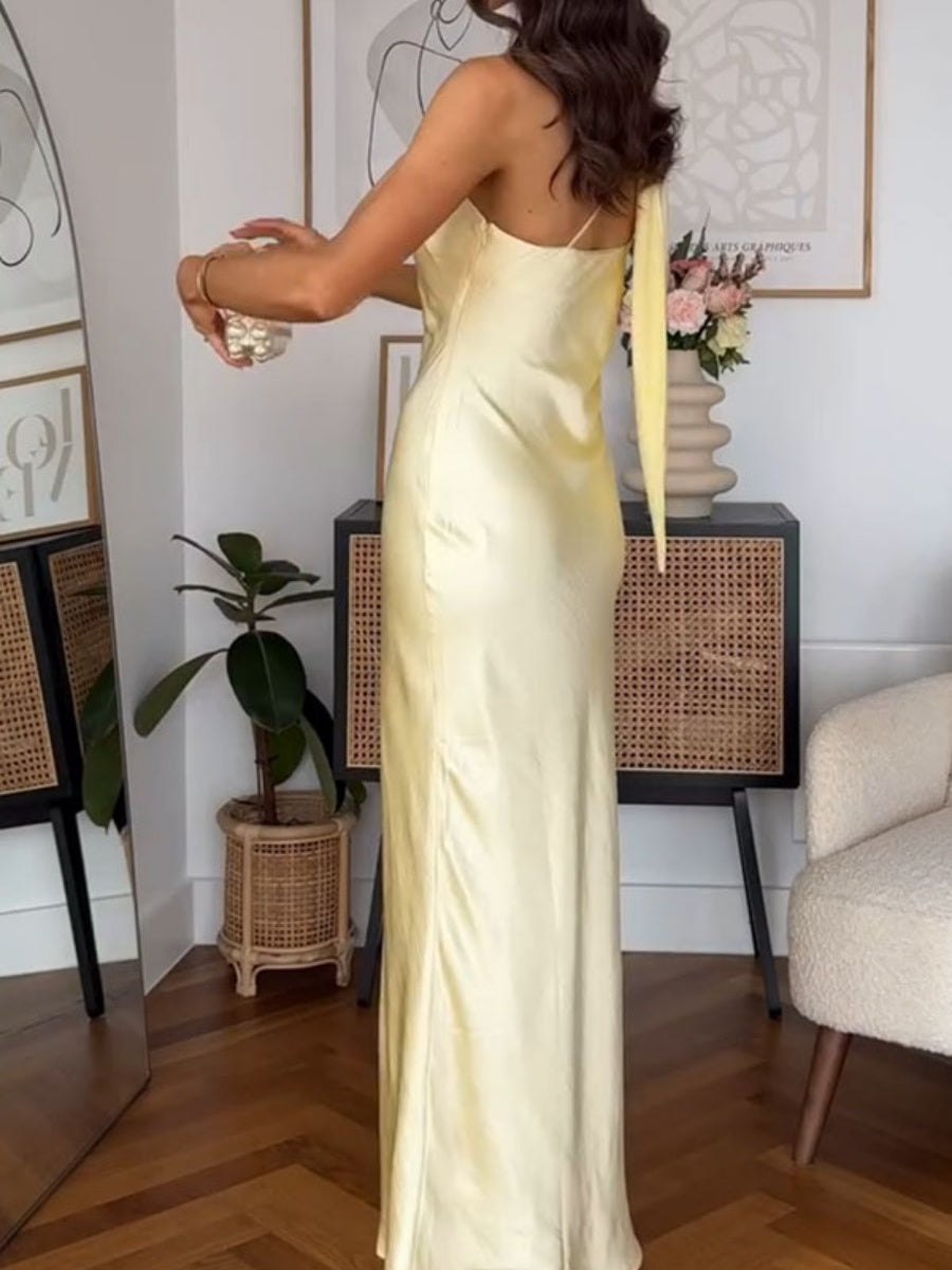 Liber Summer Women's Lace up Solid Color Maxi Dresses