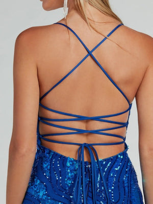Sequins V-neck Spaghetti Strap Maxi Dress