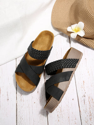 Cross-strap Woven Sandals