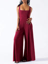 Camisoles Pleated Solid Color Jumpsuits