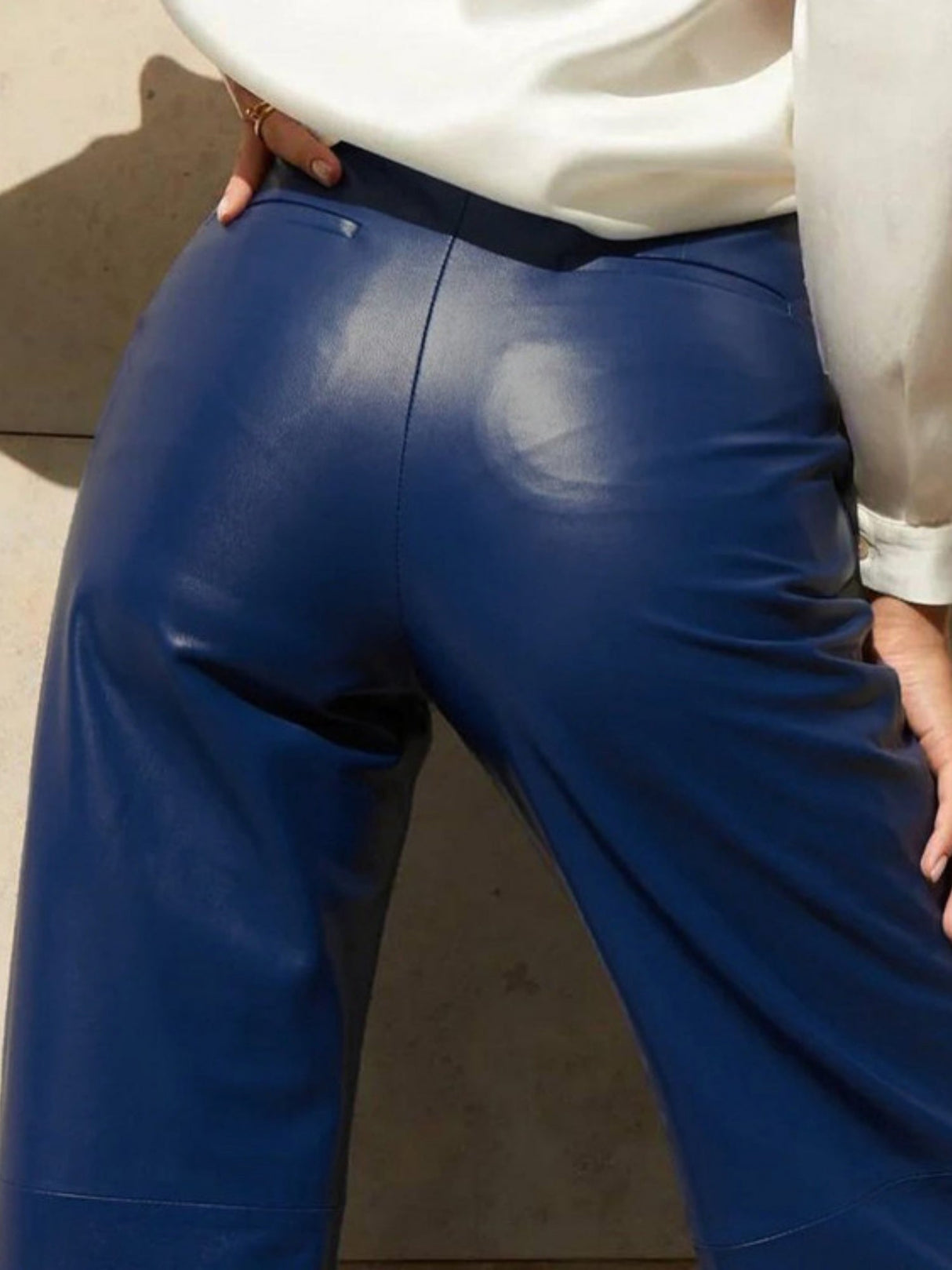 Leather Stitching High-waisted Hip Lift Straight-leg Pants Pants