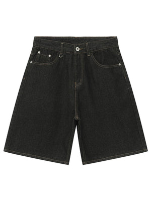 Retro Five Points Loose-fit Leisure Denim Shorts