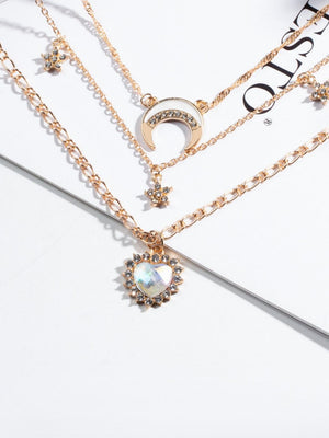 Multi-Heart Moon Alloy Necklace