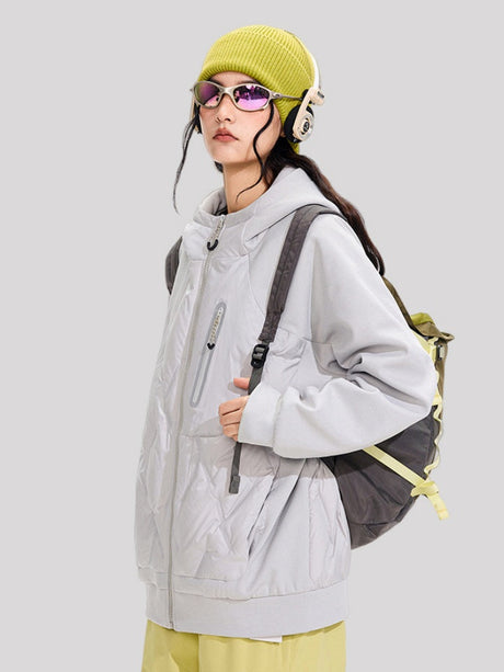 Lightweight Splicing Keep Warm Windproof Hooded Down Coat