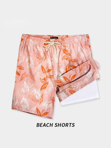 Outerwear Printed Straight-fit Quick-drying Loose-fit Double Layer Beach Shorts