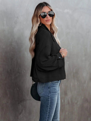 Liber Autumn Women's Buttons, Pocket Solid Color Short Jackets