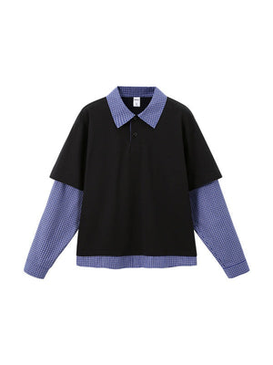 Liber Autumn Neutral wear Fake two pieces Letter Polo