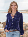Irregular Buttons Long Sleeve Velvet Shirts