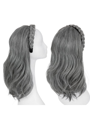 Fishbone Braid Headband Integrated Hair Replacement Long Curly Half-head Wig