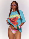 Casual And Versatile Cartoon Letter Print T-shirt