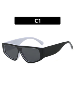 Lunettes de soleil élégantes à blocs de couleur