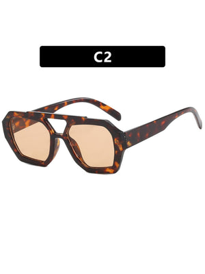 Double-bridge Irregular Leopard Print Sunglasses