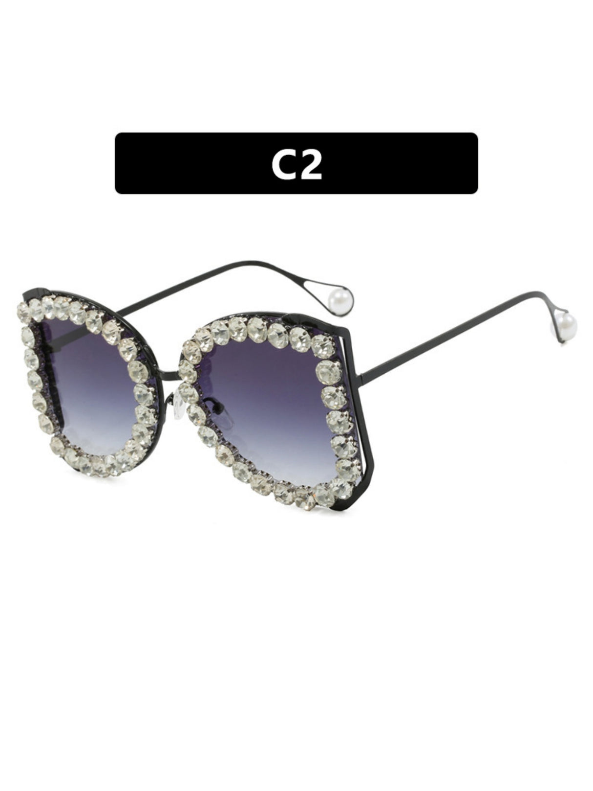Rhinestone Full-rimmed Irregular Sunglasses