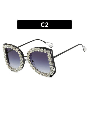 Rhinestone Full-rimmed Irregular Sunglasses