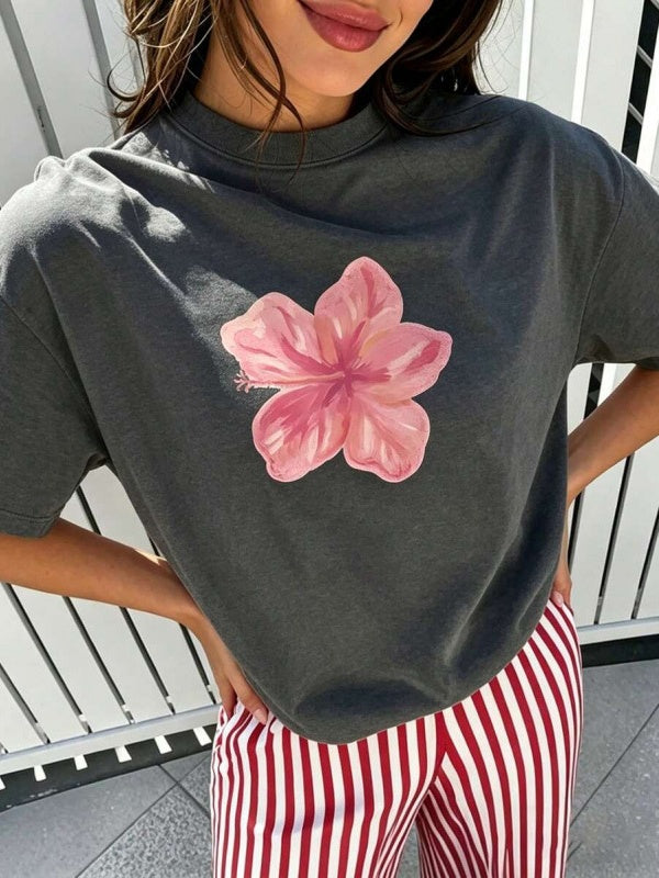 Casual And Versatile 3D Letter Pattern T-shirt