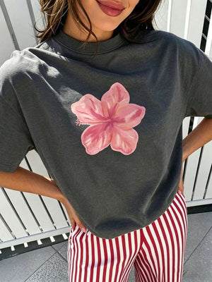 Casual And Versatile 3D Letter Pattern T-shirt