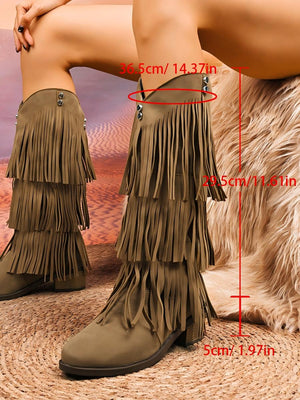 Retro High-top Tassel Women's Boots