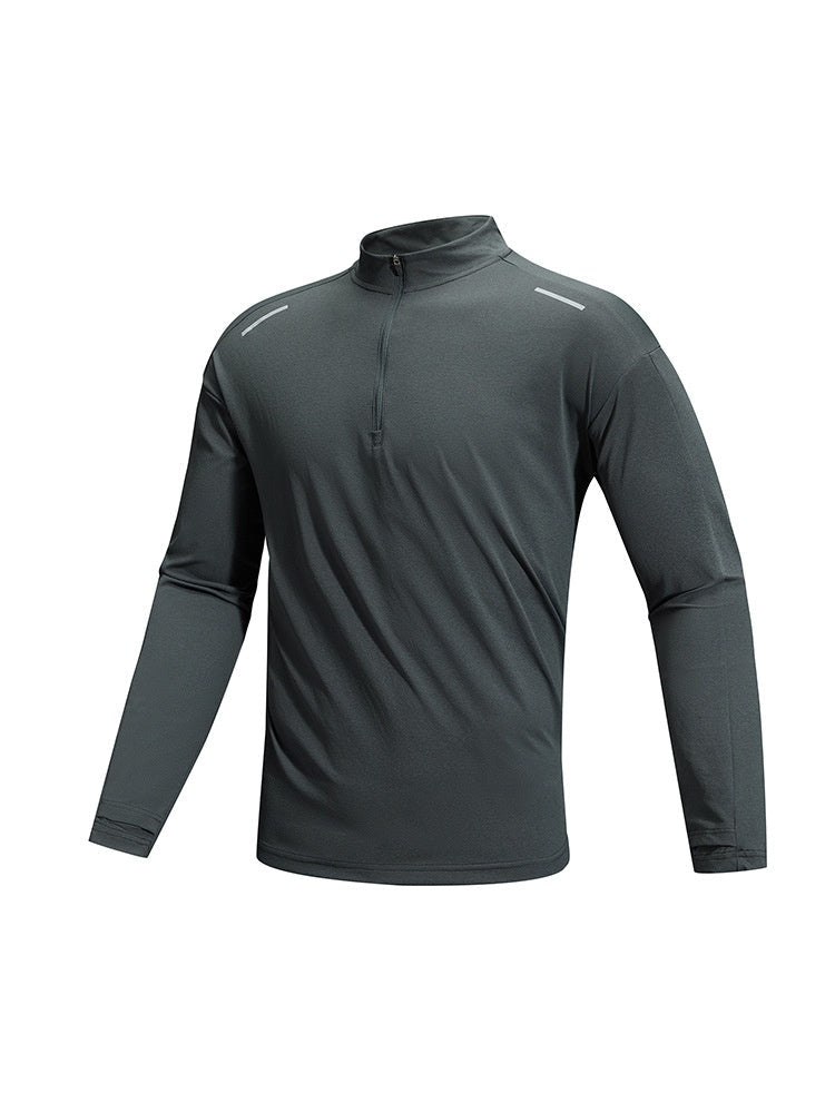 Outdoor Sunscreen Moisture Absorption Quick-drying Fitness Sports Antibacterial Mock Neck Long-sleeved T-shirt