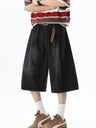 Distressed Washed Gathering 7 Points Denim Shorts