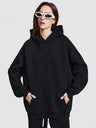 Solid Color All-match Plush Loose Hooded Hoodie Set