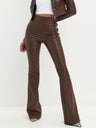 Leather Stitching High-waisted Bell-bottoms Pants