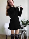 High-neck Solid Color Knitted Short Dress