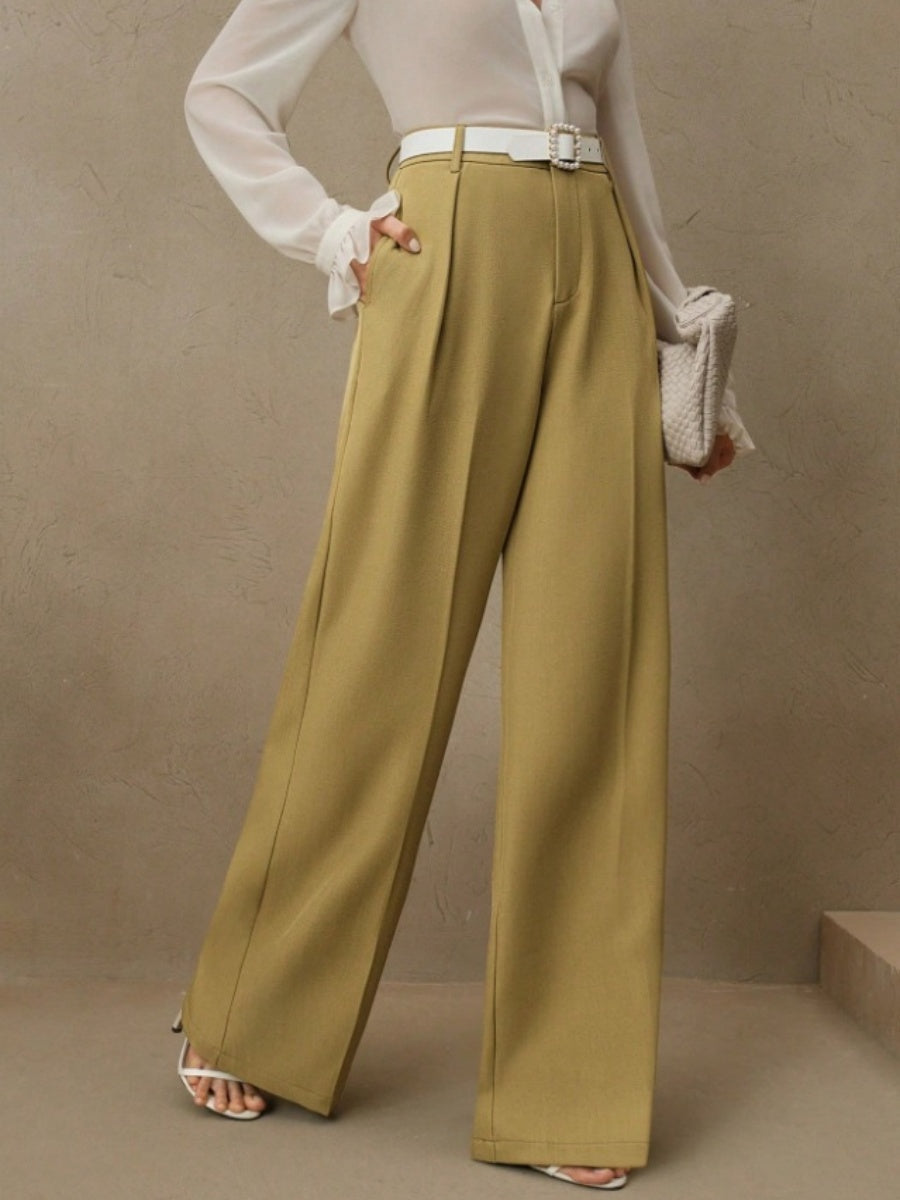 Slimming And Casual Drape Loose High Waist Straight Wide Leg Pants