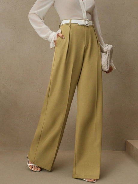 Slimming And Casual Drape Loose High Waist Straight Wide Leg Pants