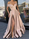 Off Shoulder High Slit Big Swing Formal Dress Maxi Dresses