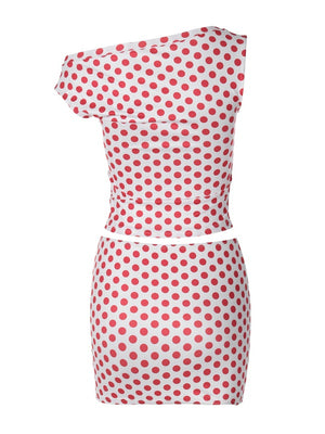 Polka Dot Top And Bodycon Skirt Two-piece Set