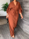 Leisure Daily Lace Up Slit Maxi Dresses