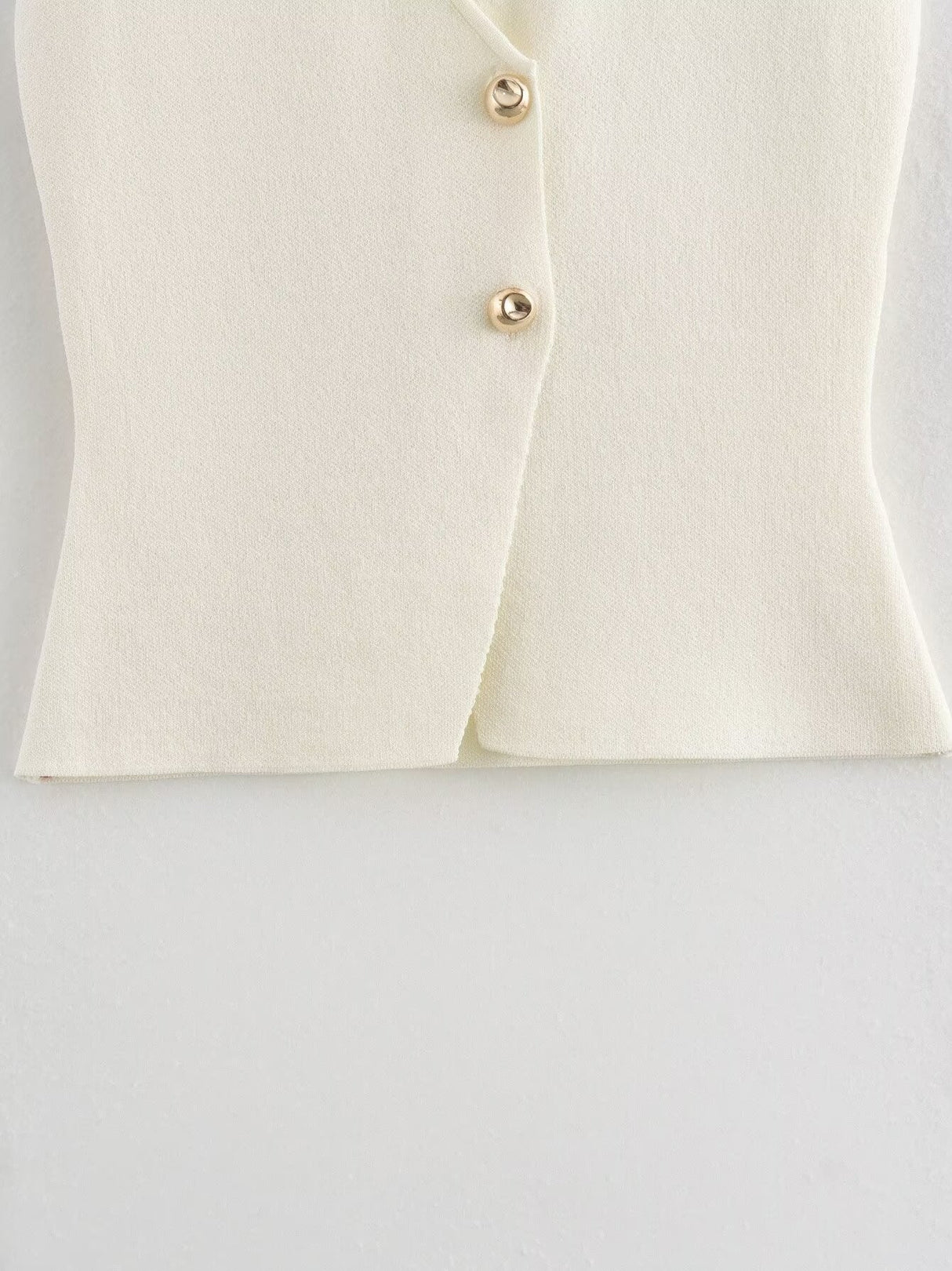 V-neck With Gold Buttons Vest Pleated Skirt 2-piece Sets