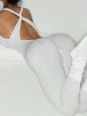 Leopard Print Cross Link Seamless Yoga Clothes Fitness Jumpsuits